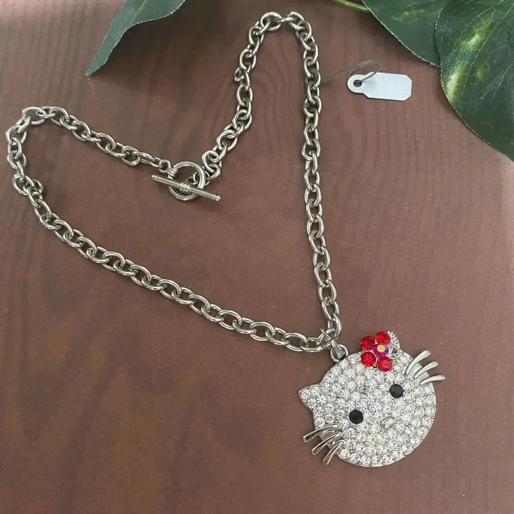 Vintage Hello Kitty Crystal Toggle Necklace
